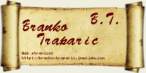 Branko Traparić vizit kartica